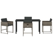 Afuera Living Contemporary 5 Piece Poly Rattan Garden Dining Set in Gray