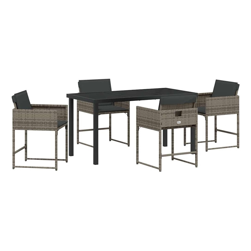 Afuera Living Contemporary 5 Piece Poly Rattan Garden Dining Set in Gray