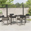 Afuera Living Contemporary 5 Piece Poly Rattan Garden Dining Set in Gray