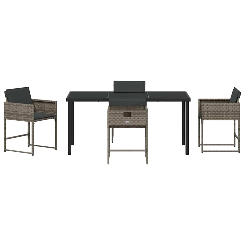 Afuera Living Contemporary 5 Piece Poly Rattan Garden Dining Set in Gray