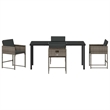 Afuera Living Contemporary 5 Piece Poly Rattan Garden Dining Set in Gray