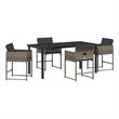 Afuera Living Contemporary 5 Piece Poly Rattan Garden Dining Set in Gray