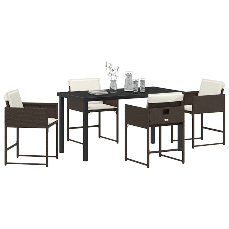 Afuera Living 5 Piece Poly Rattan Garden Dining Set in Brown