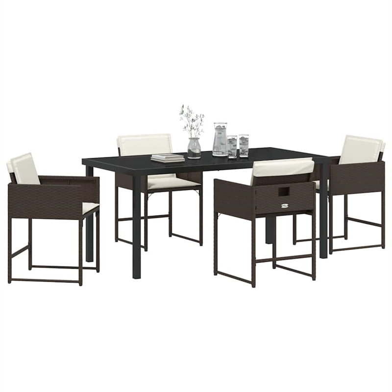 Afuera Living 5 Piece Poly Rattan Garden Dining Set in Brown