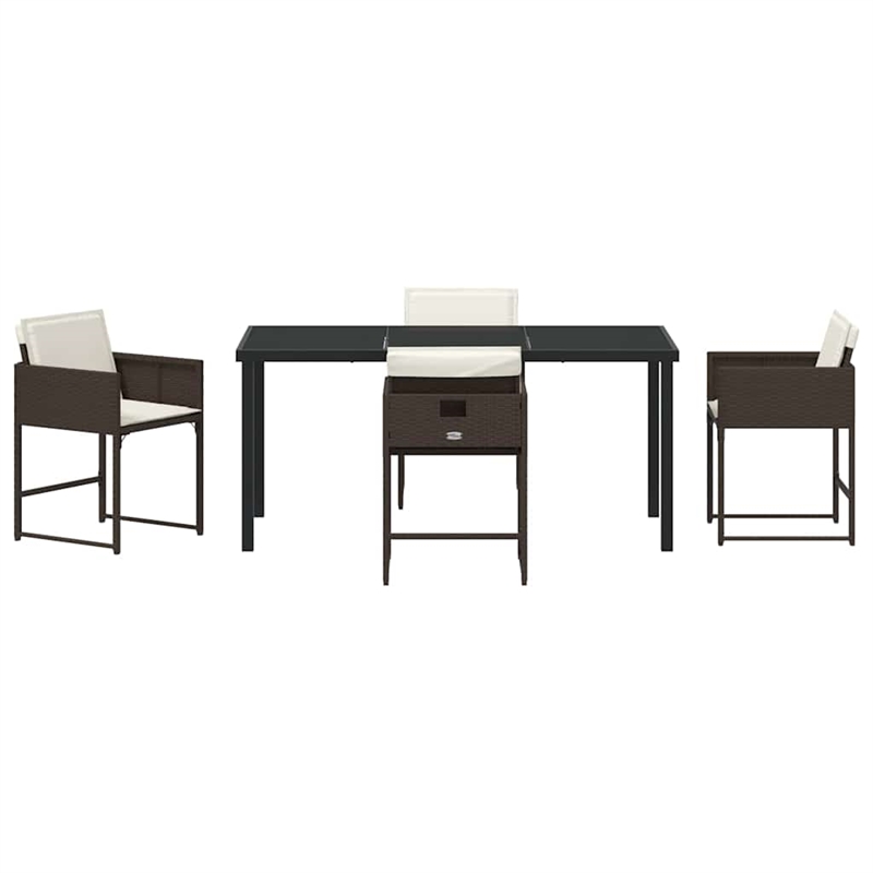 Afuera Living 5 Piece Poly Rattan Garden Dining Set in Brown