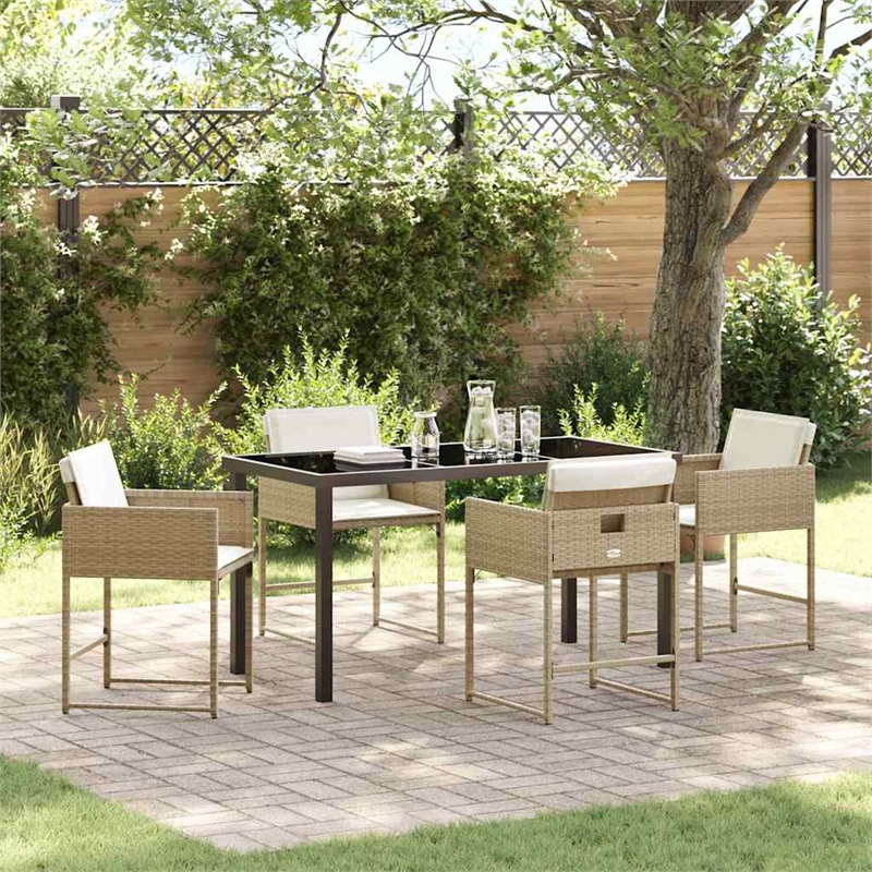 Afuera Living 5 Piece Poly Rattan Garden Dining Set in Beige
