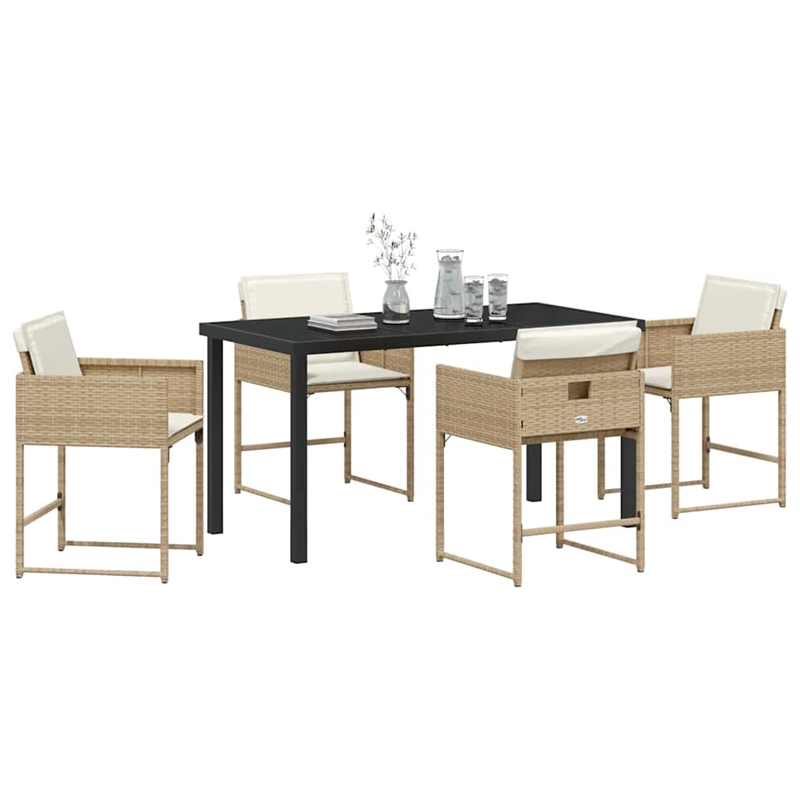 Afuera Living 5 Piece Poly Rattan Garden Dining Set in Beige