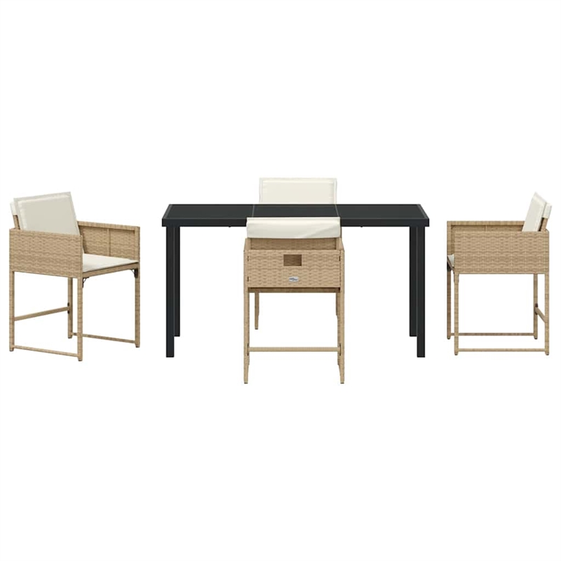 Afuera Living 5 Piece Poly Rattan Garden Dining Set in Beige