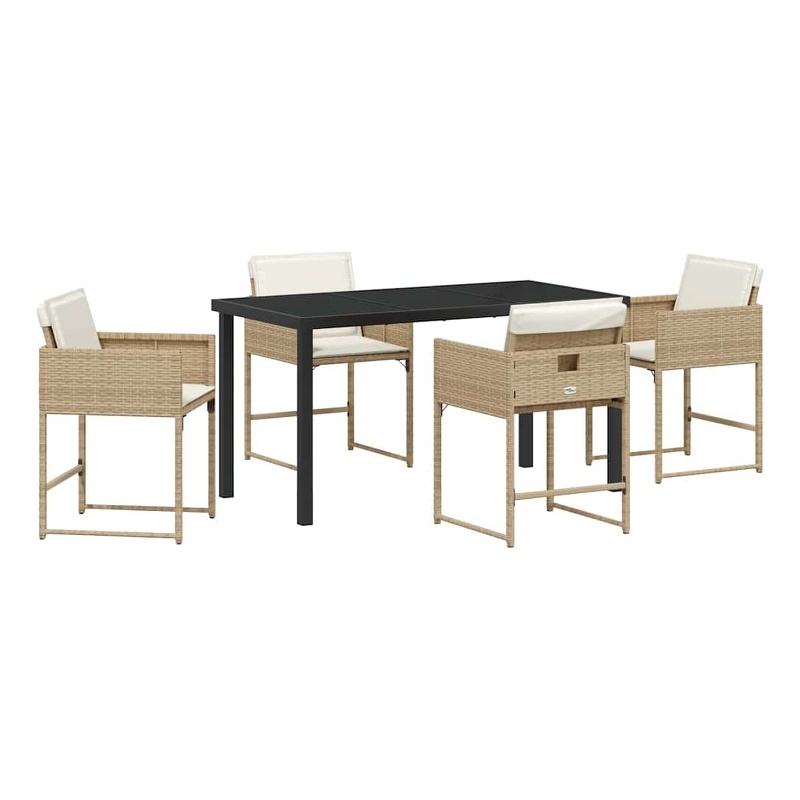 Afuera Living 5 Piece Poly Rattan Garden Dining Set in Beige
