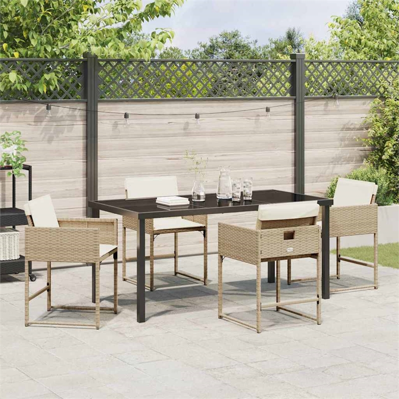 Afuera Living 5 Piece Poly Rattan Garden Dining Set in Beige