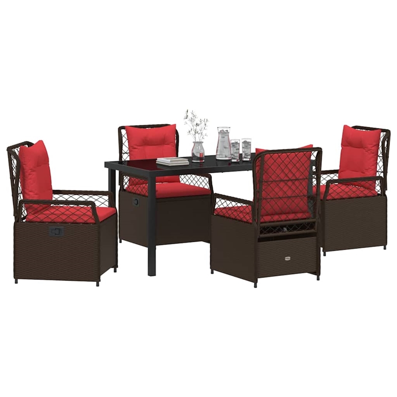 Afuera Living 5 Piece Poly Rattan Garden Dining Set in Brown