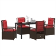 Afuera Living 5 Piece Poly Rattan Garden Dining Set in Brown