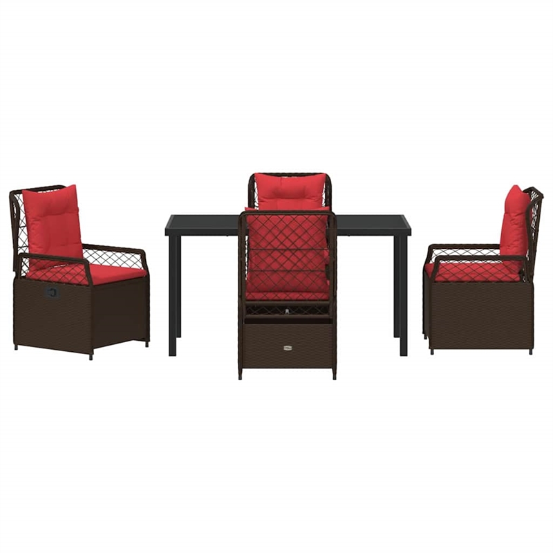 Afuera Living 5 Piece Poly Rattan Garden Dining Set in Brown