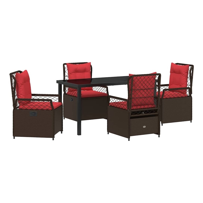 Afuera Living 5 Piece Poly Rattan Garden Dining Set in Brown