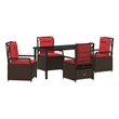 Afuera Living 5 Piece Poly Rattan Garden Dining Set in Brown