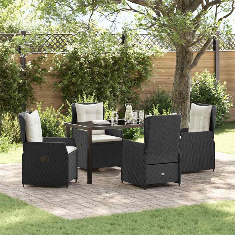 Afuera Living 5 Piece Poly Rattan Garden Dining Set in Black