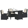 Afuera Living 5 Piece Poly Rattan Garden Dining Set in Black