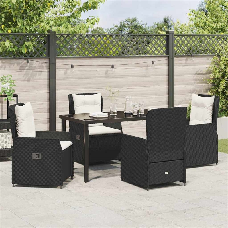 Afuera Living 5 Piece Poly Rattan Garden Dining Set in Black