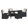 Afuera Living 5 Piece Poly Rattan Garden Dining Set in Black