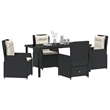 Afuera Living 5 Piece Poly Rattan Garden Dining Set in Black