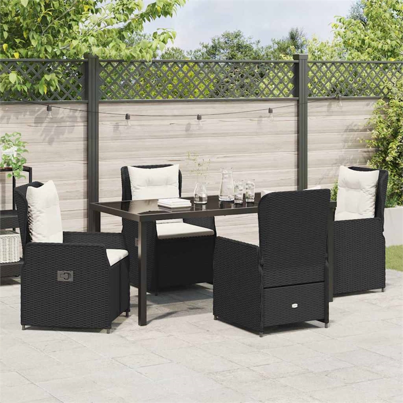 Afuera Living 5 Piece Poly Rattan Garden Dining Set in Black