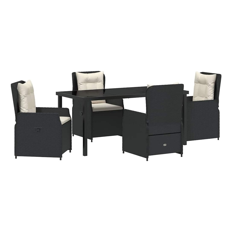 Afuera Living 5 Piece Poly Rattan Garden Dining Set in Black