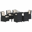Afuera Living 7 Piece Poly Rattan Garden Dining Set in Black