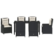Afuera Living 7 Piece Poly Rattan Garden Dining Set in Black