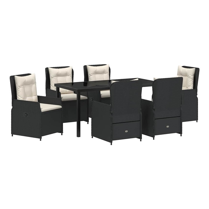Afuera Living 7 Piece Poly Rattan Garden Dining Set in Black