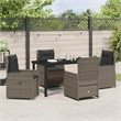Afuera Living Contemporary 5 Piece Poly Rattan Garden Dining Set in Gray