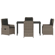 Afuera Living Contemporary 5 Piece Poly Rattan Garden Dining Set in Gray