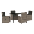 Afuera Living Contemporary 5 Piece Poly Rattan Garden Dining Set in Gray
