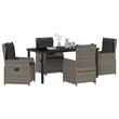 Afuera Living Contemporary 5 Piece Poly Rattan Garden Dining Set in Gray
