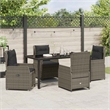 Afuera Living Contemporary 5 Piece Poly Rattan Garden Dining Set in Gray