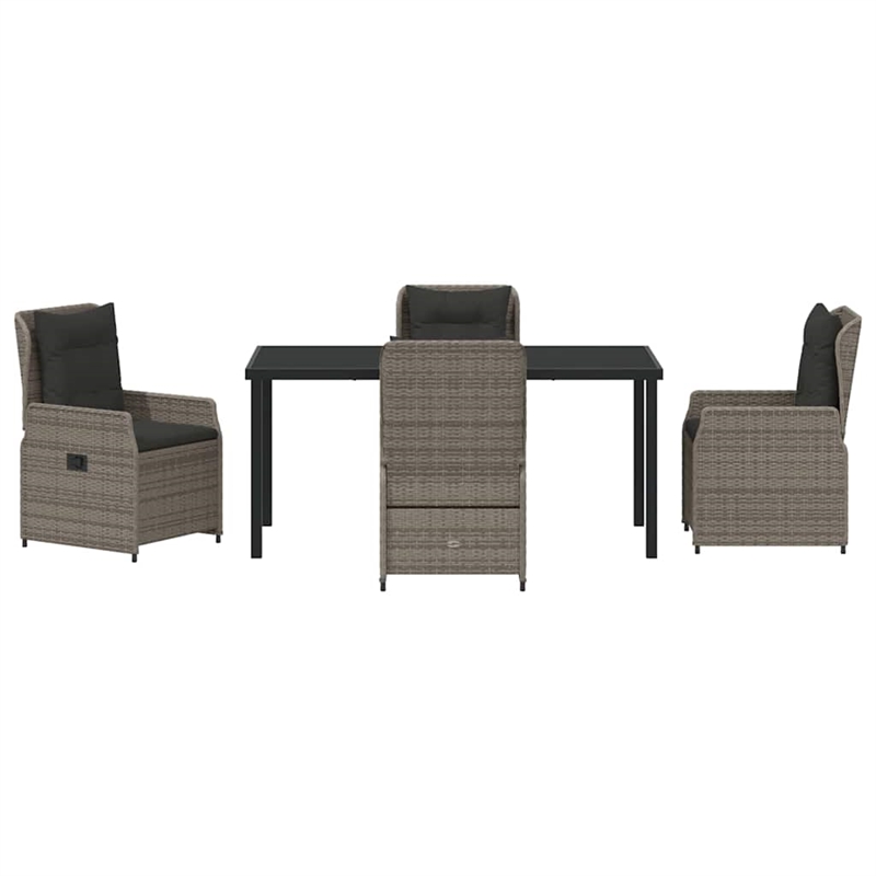 Afuera Living Contemporary 5 Piece Poly Rattan Garden Dining Set in Gray