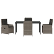 Afuera Living Contemporary 5 Piece Poly Rattan Garden Dining Set in Gray