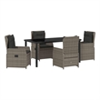 Afuera Living Contemporary 5 Piece Poly Rattan Garden Dining Set in Gray