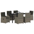 Afuera Living Contemporary 7 Piece Poly Rattan Garden Dining Set in Gray