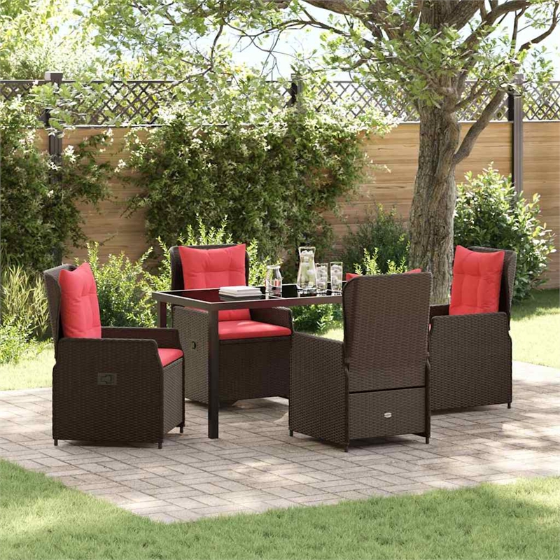 Afuera Living 5 Piece Poly Rattan Garden Dining Set in Brown