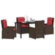 Afuera Living 5 Piece Poly Rattan Garden Dining Set in Brown