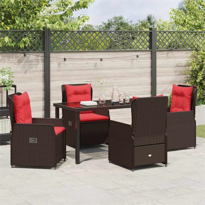 Afuera Living 5 Piece Poly Rattan Garden Dining Set in Brown