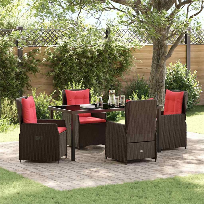 Afuera Living 5 Piece Poly Rattan Garden Dining Set in Brown