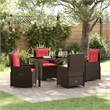 Afuera Living 5 Piece Poly Rattan Garden Dining Set in Brown