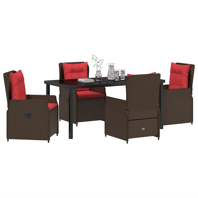 Afuera Living 5 Piece Poly Rattan Garden Dining Set in Brown