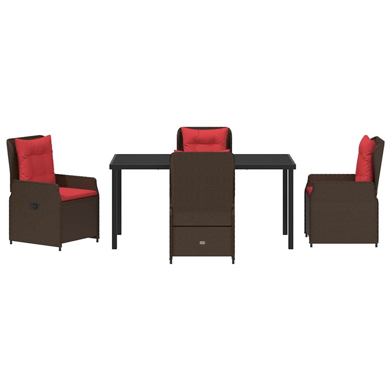 Afuera Living 5 Piece Poly Rattan Garden Dining Set in Brown