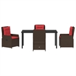 Afuera Living 5 Piece Poly Rattan Garden Dining Set in Brown