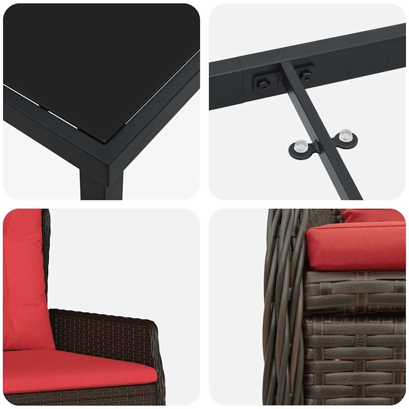 Afuera Living 5 Piece Poly Rattan Garden Dining Set in Brown