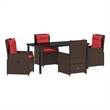 Afuera Living 5 Piece Poly Rattan Garden Dining Set in Brown
