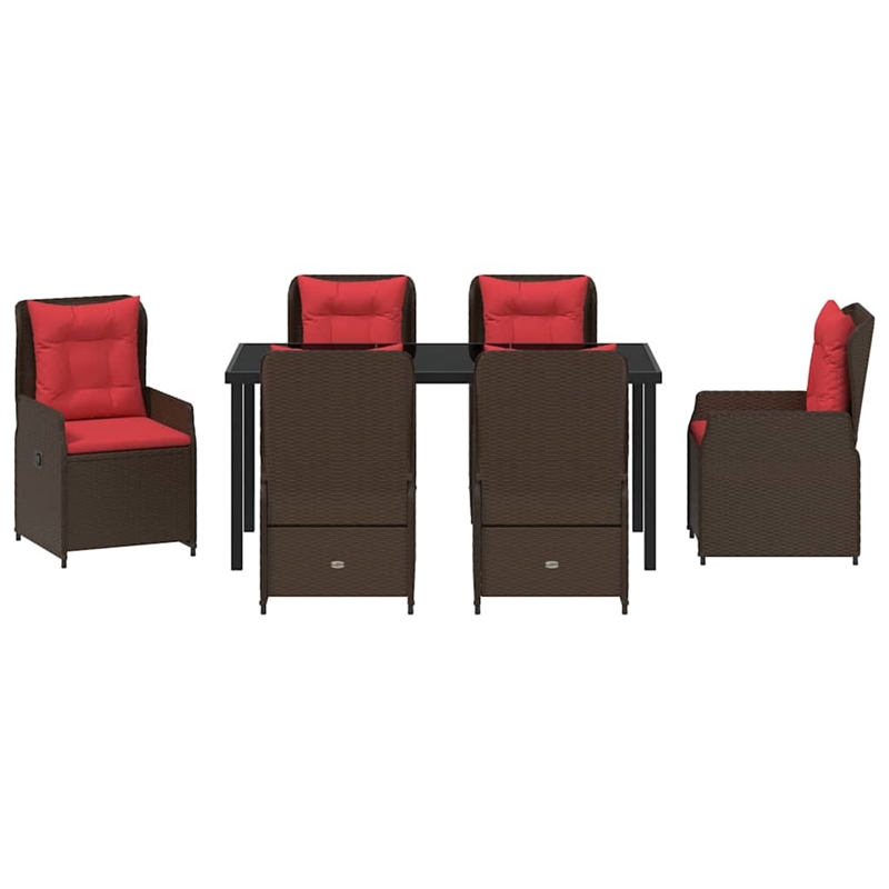 Afuera Living 7 Piece Poly Rattan Garden Dining Set in Brown