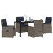 Afuera Living Contemporary 5 Piece Poly Rattan Garden Dining Set in Gray